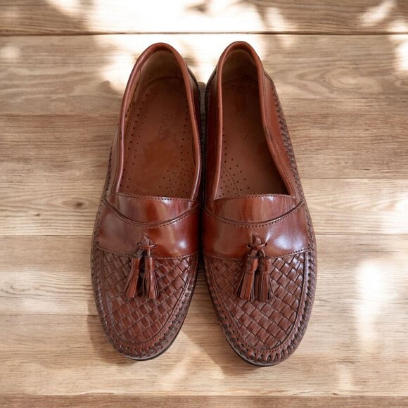 BASS Men's Vintage Brown Tan Leather Loafer Dress Shoes Size 9 NEW NWOB - Picture 1 of 8